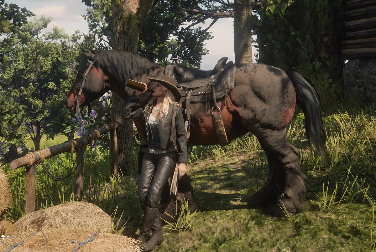 Eine Rancherin mit ihrem Kaltblut